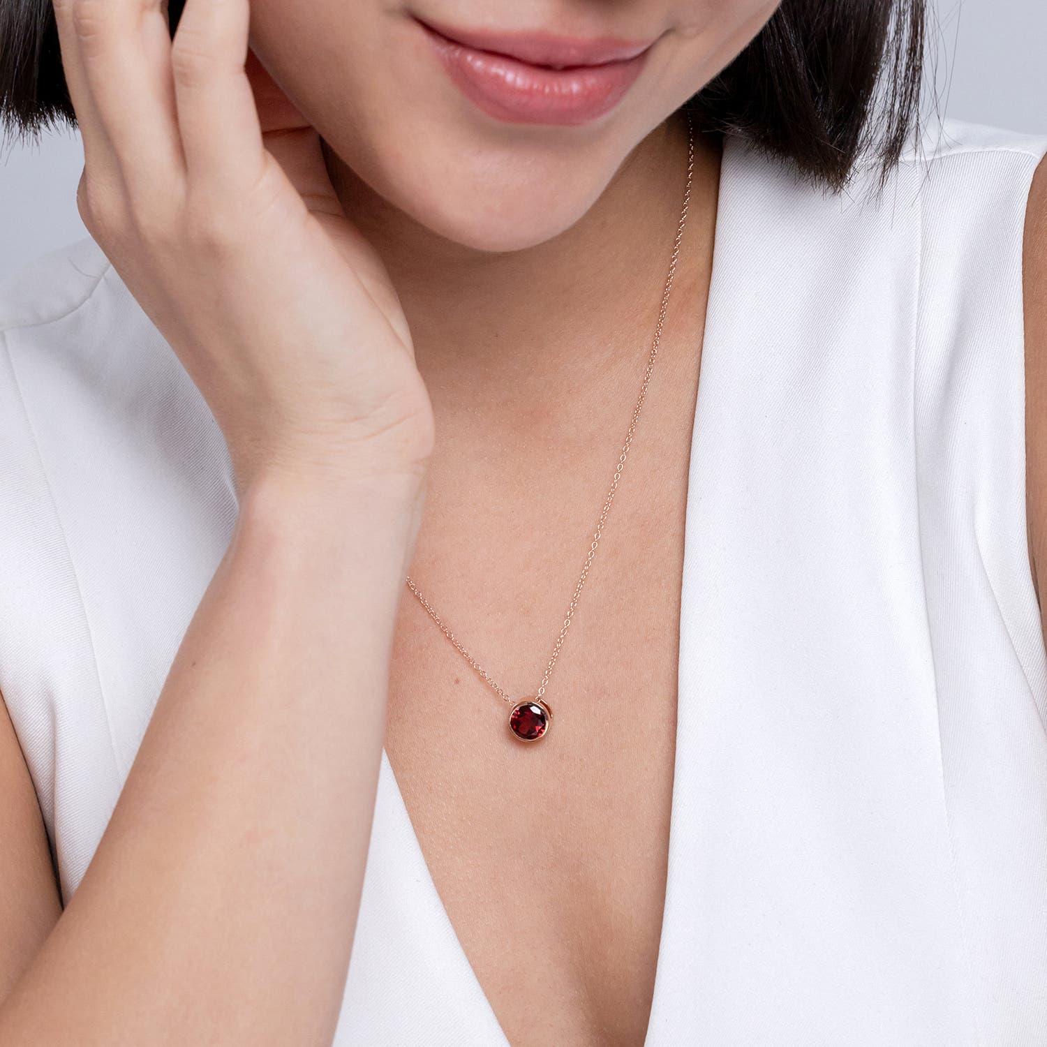 Dainty Ruby Silver Necklace