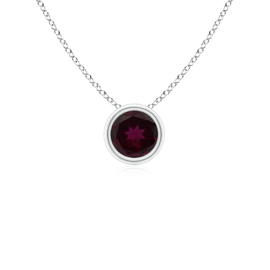 4mm A Bezel-Set Round Rhodolite Solitaire Pendant in S999 Silver 