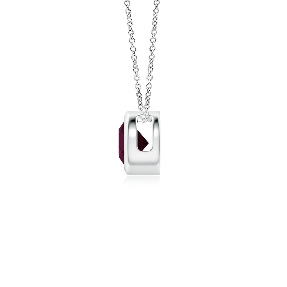 4mm A Bezel-Set Round Rhodolite Solitaire Pendant in S999 Silver side 199