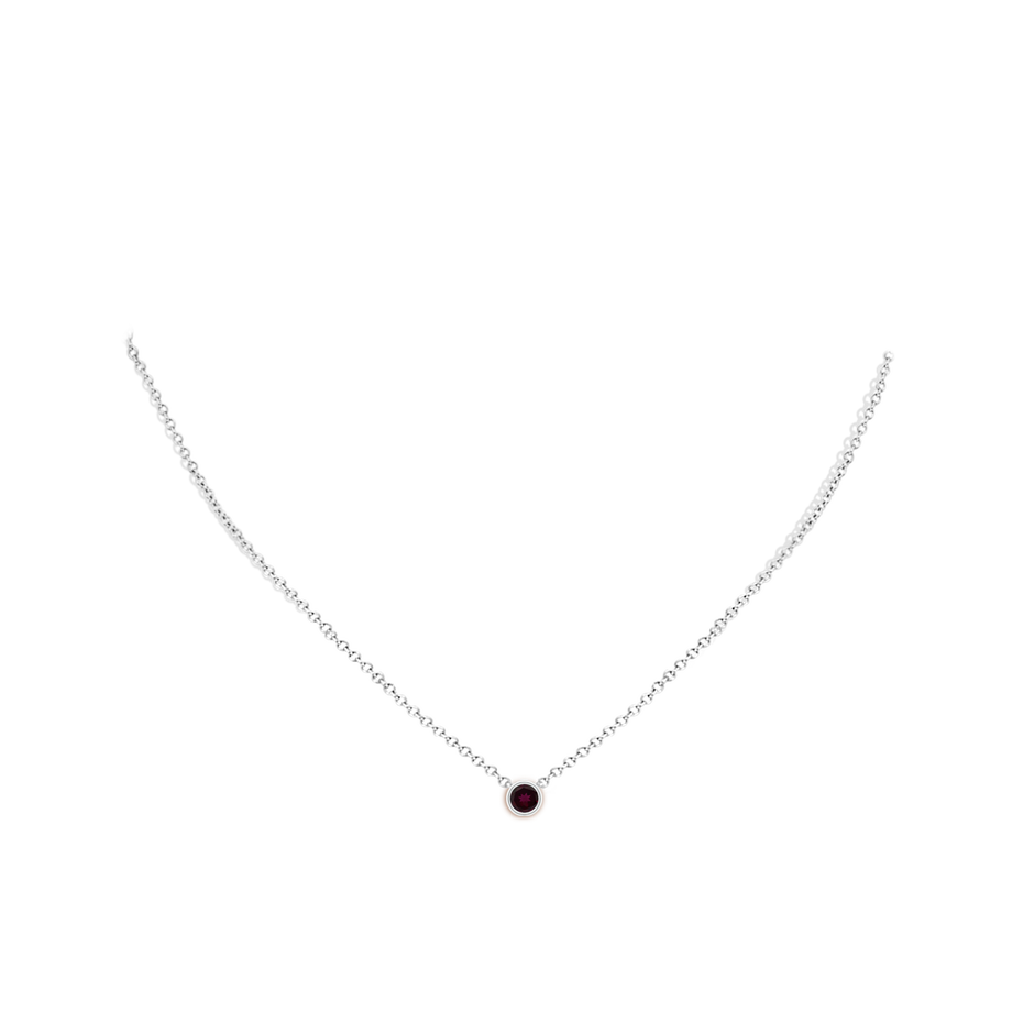 4mm A Bezel-Set Round Rhodolite Solitaire Pendant in S999 Silver pen