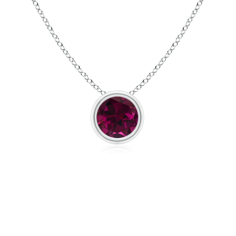 4mm AAA Bezel-Set Round Rhodolite Solitaire Pendant in White Gold 