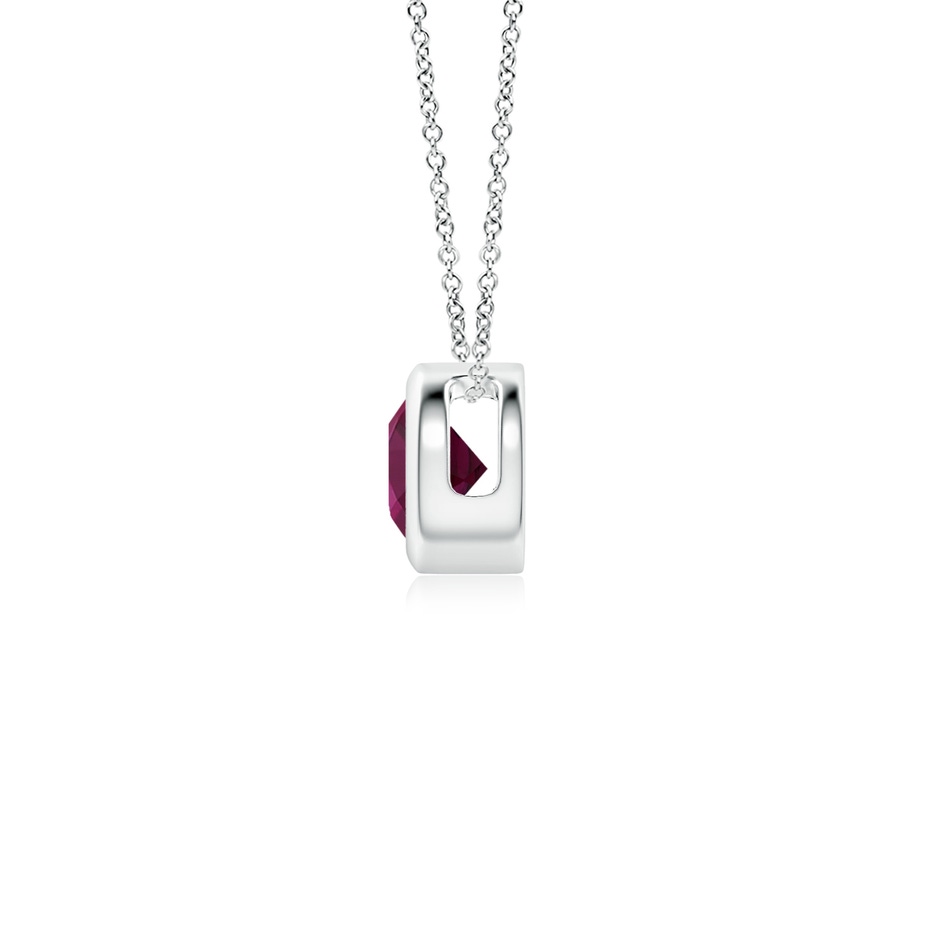 4mm AAA Bezel-Set Round Rhodolite Solitaire Pendant in White Gold side 199