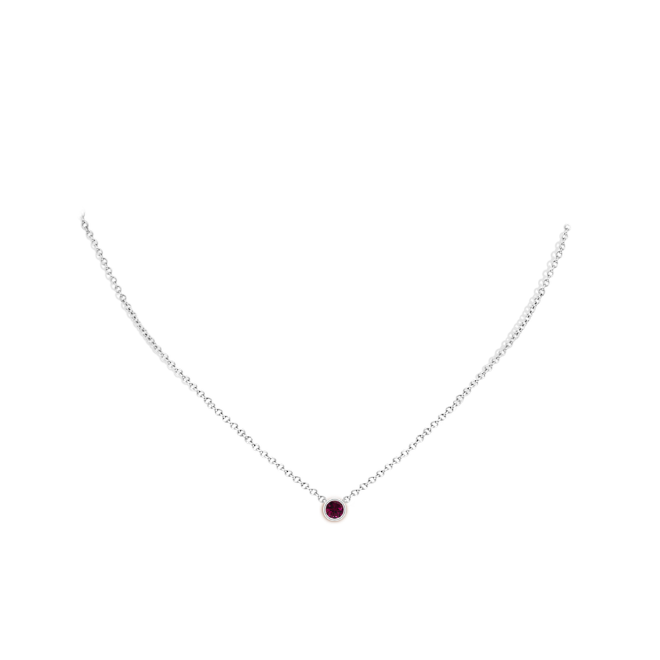 4mm AAA Bezel-Set Round Rhodolite Solitaire Pendant in White Gold pen