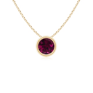 4mm AAA Bezel-Set Round Rhodolite Solitaire Pendant in Yellow Gold