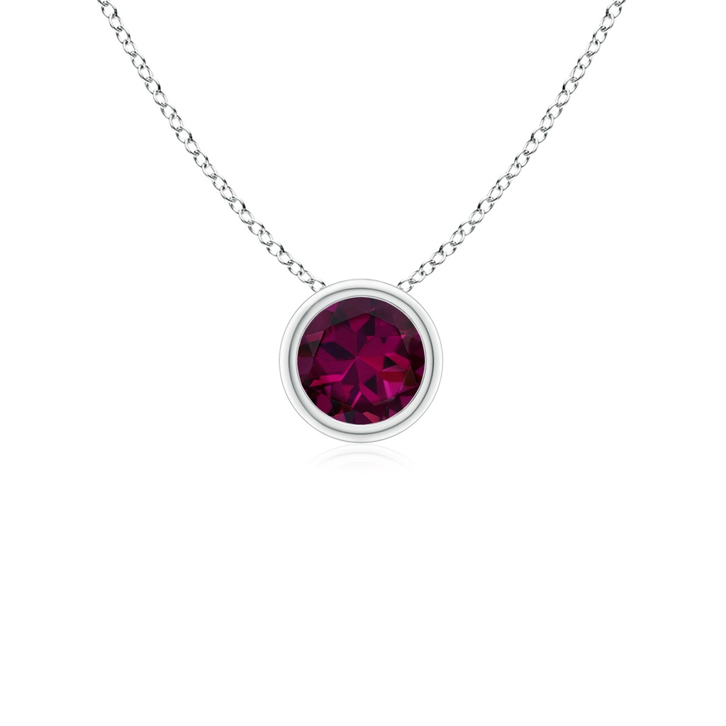 4mm AAAA Bezel-Set Round Rhodolite Solitaire Pendant in P950 Platinum