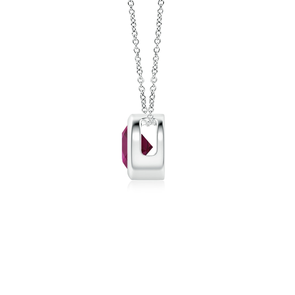 4mm AAAA Bezel-Set Round Rhodolite Solitaire Pendant in P950 Platinum - side 199