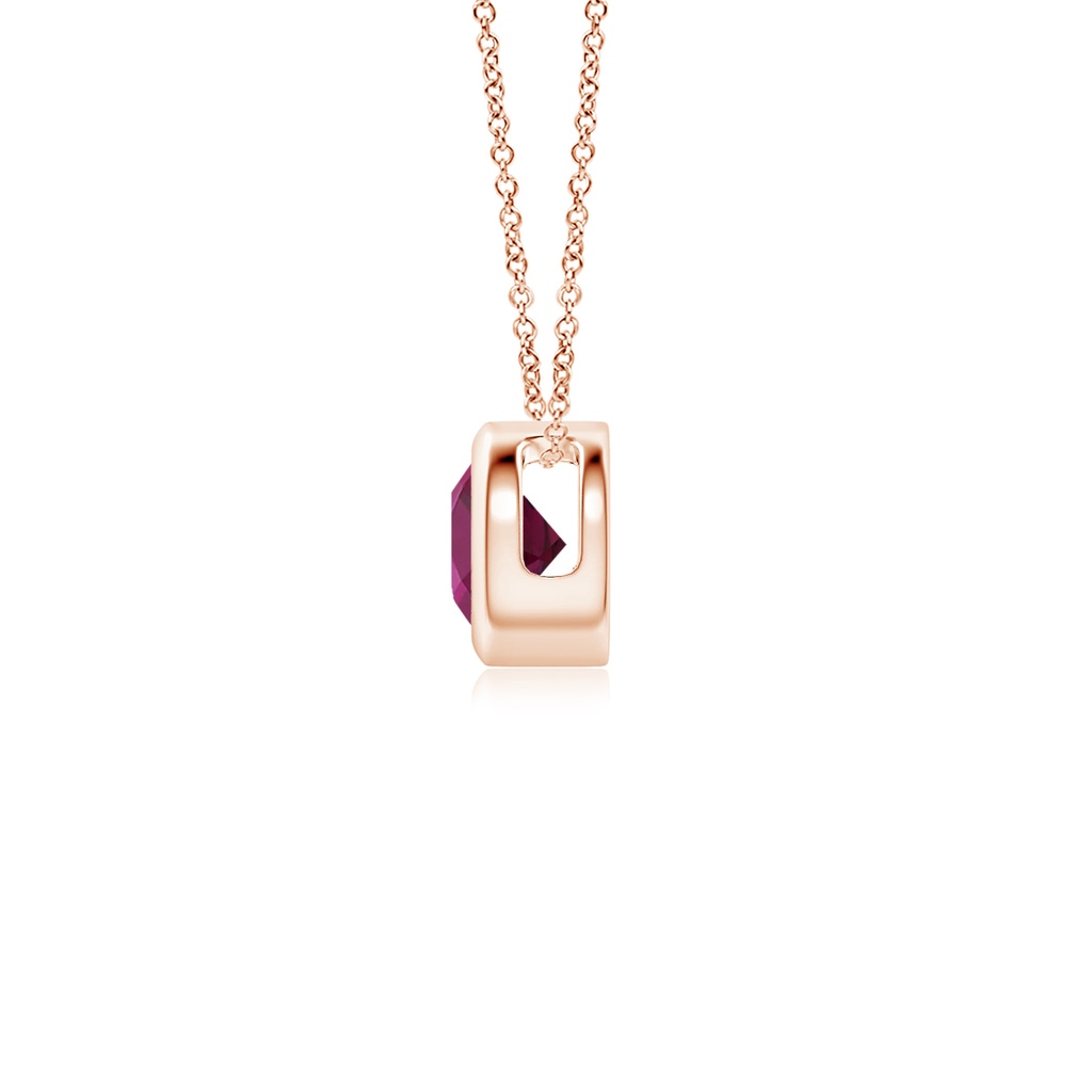 4mm AAAA Bezel-Set Round Rhodolite Solitaire Pendant in Rose Gold - side 199