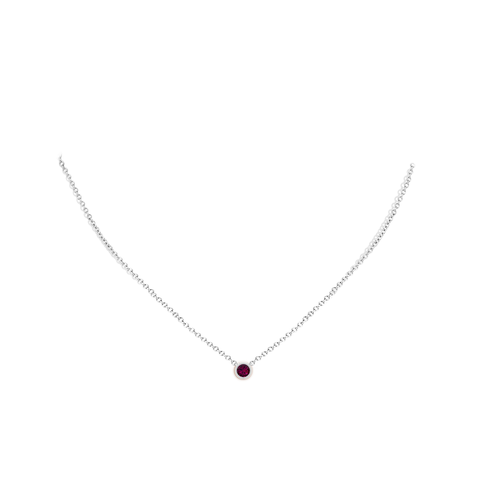 4mm AAAA Bezel-Set Round Rhodolite Solitaire Pendant in White Gold pen