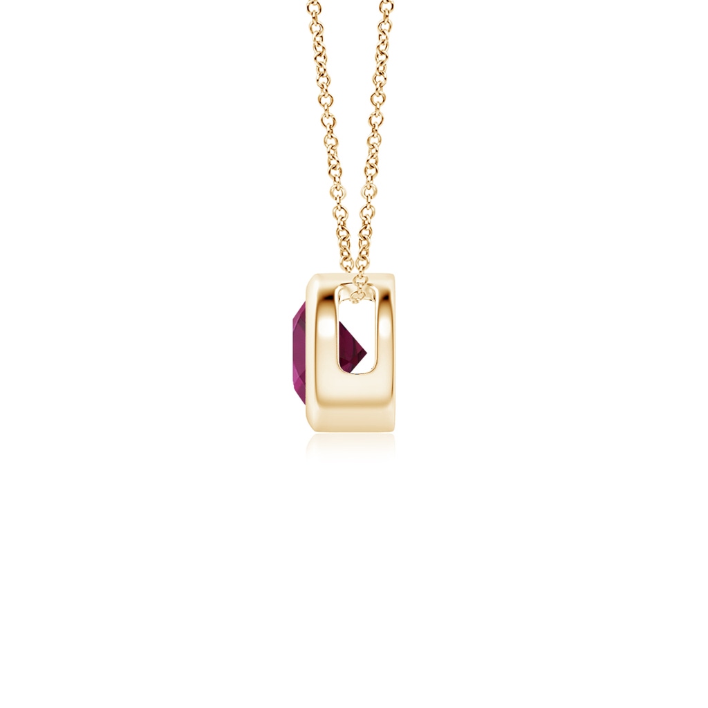 4mm AAAA Bezel-Set Round Rhodolite Solitaire Pendant in Yellow Gold - side 199