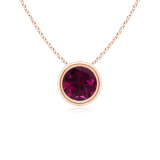 5mm AAA Bezel-Set Round Rhodolite Solitaire Pendant in Rose Gold