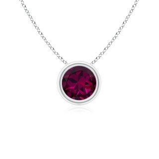 5mm AAAA Bezel-Set Round Rhodolite Solitaire Pendant in P950 Platinum