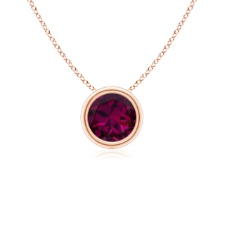 5mm AAAA Bezel-Set Round Rhodolite Solitaire Pendant in Rose Gold