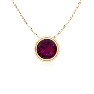 5mm AAAA Bezel-Set Round Rhodolite Solitaire Pendant in Yellow Gold