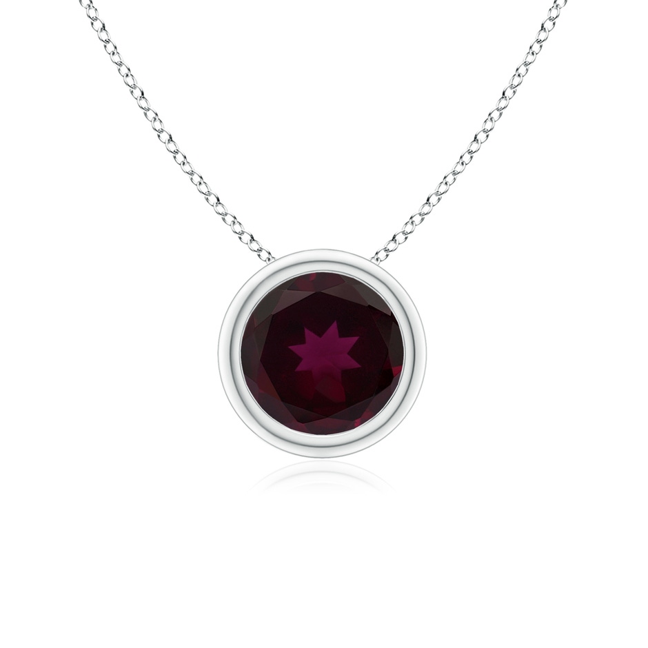 6mm A Bezel-Set Round Rhodolite Solitaire Pendant in White Gold 