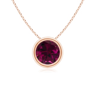 6mm AAA Bezel-Set Round Rhodolite Solitaire Pendant in Rose Gold