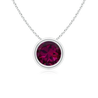 6mm AAAA Bezel-Set Round Rhodolite Solitaire Pendant in P950 Platinum