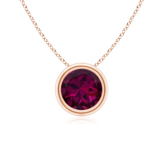 6mm AAAA Bezel-Set Round Rhodolite Solitaire Pendant in Rose Gold