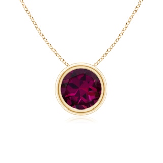 6mm AAAA Bezel-Set Round Rhodolite Solitaire Pendant in Yellow Gold