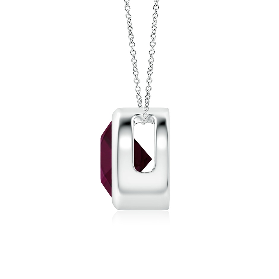 7mm A Bezel-Set Round Rhodolite Solitaire Pendant in White Gold side 199
