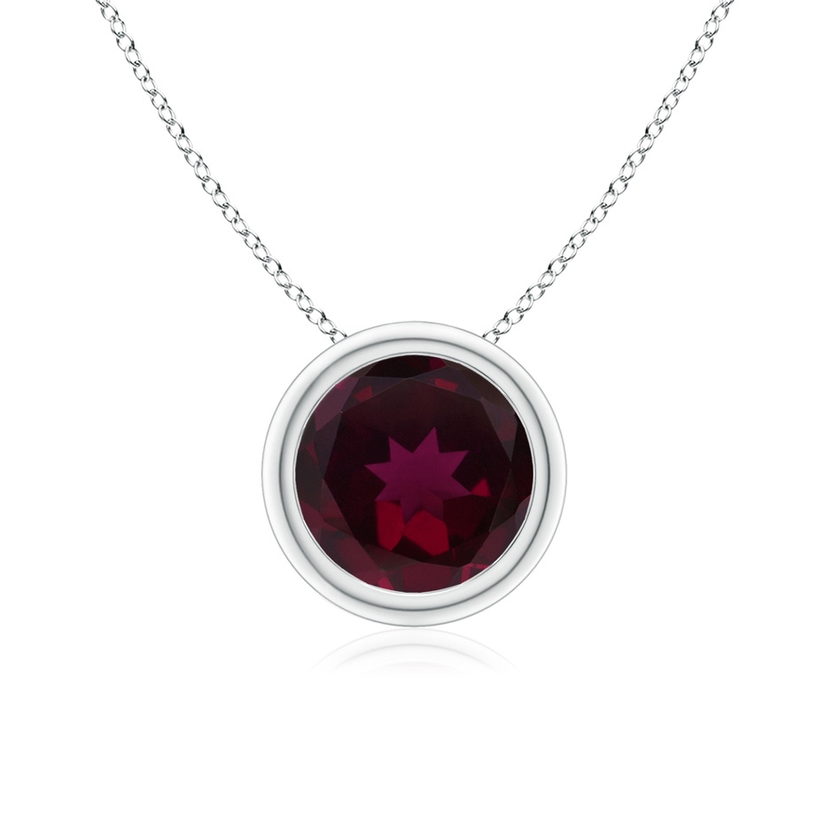 7mm AA Bezel-Set Round Rhodolite Solitaire Pendant in White Gold 
