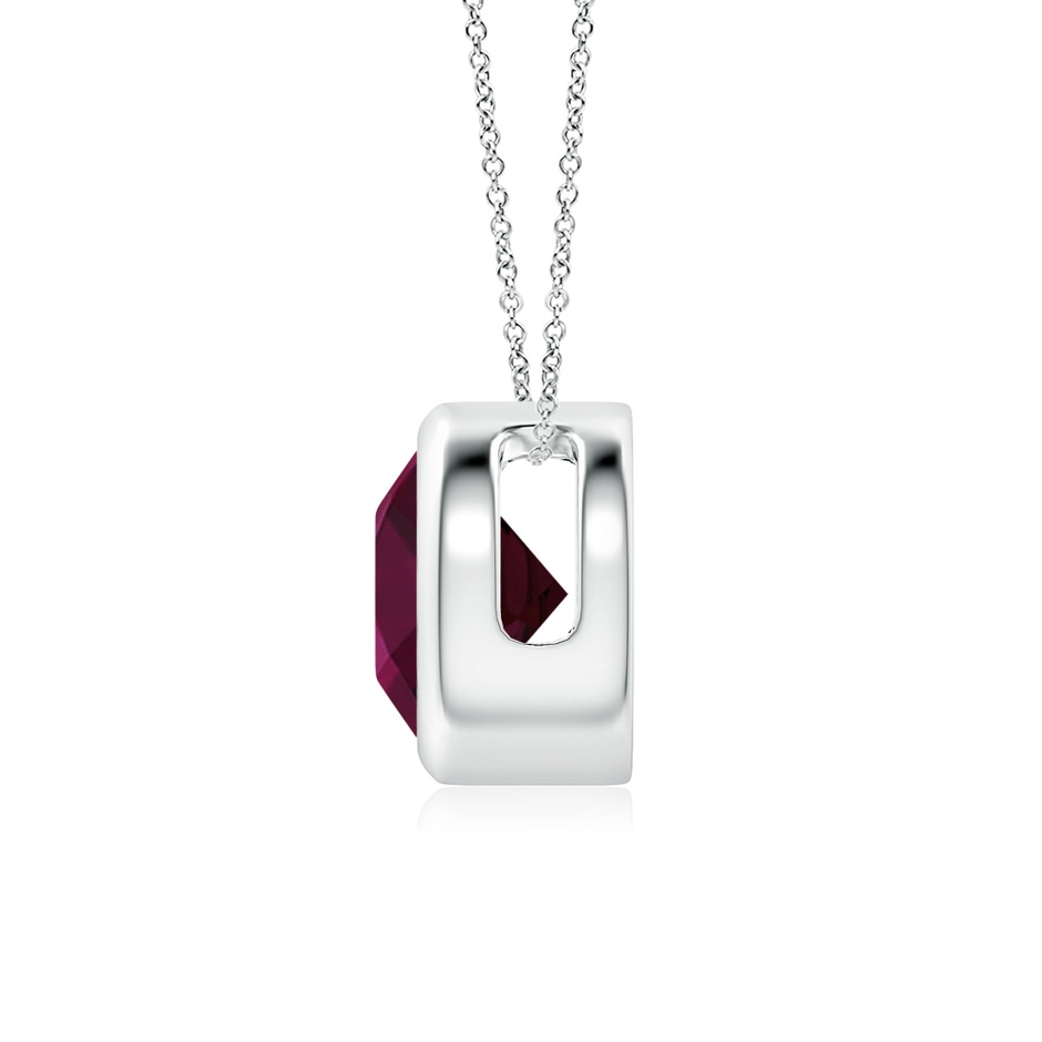 7mm AA Bezel-Set Round Rhodolite Solitaire Pendant in White Gold side 199