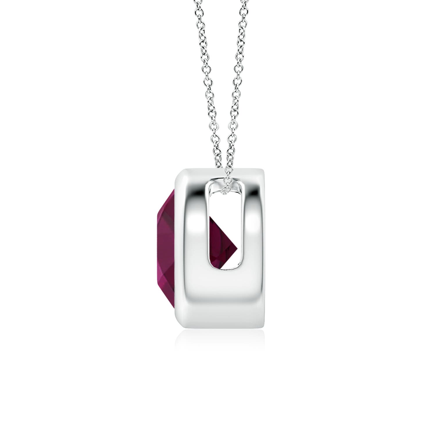 7mm AAA Bezel-Set Round Rhodolite Solitaire Pendant in White Gold