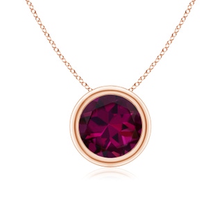 7mm AAAA Bezel-Set Round Rhodolite Solitaire Pendant in Rose Gold