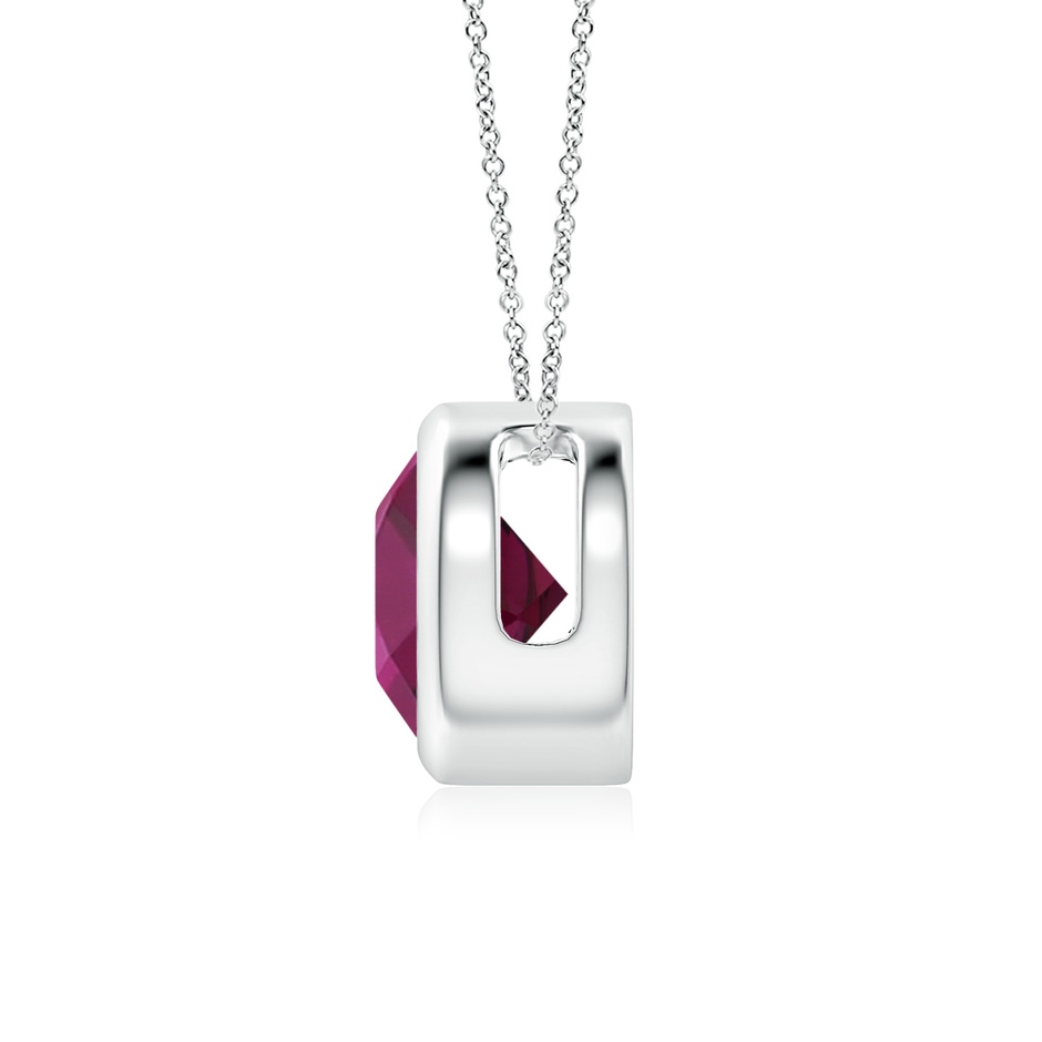 7mm AAAA Bezel-Set Round Rhodolite Solitaire Pendant in White Gold side 199