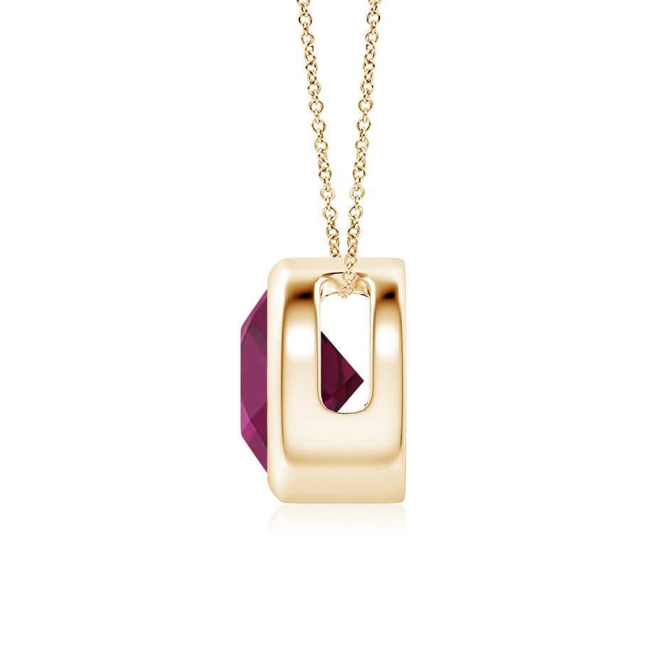 7mm AAAA Bezel-Set Round Rhodolite Solitaire Pendant in Yellow Gold side 199
