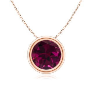 8mm AAA Bezel-Set Round Rhodolite Solitaire Pendant in Rose Gold