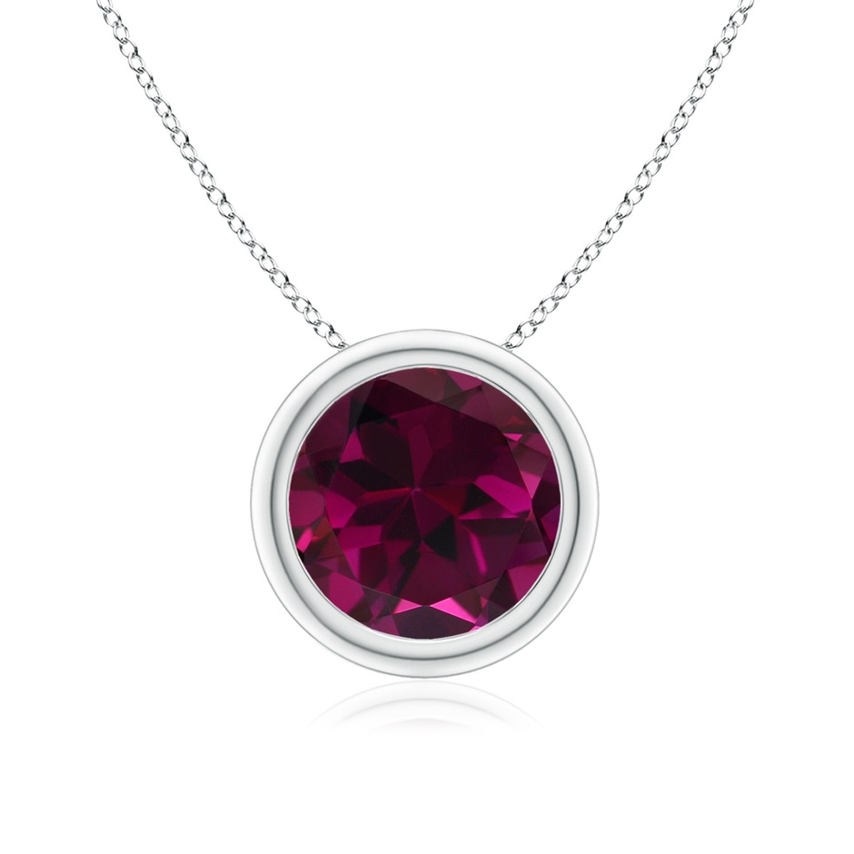 8mm AAA Bezel-Set Round Rhodolite Solitaire Pendant in White Gold 