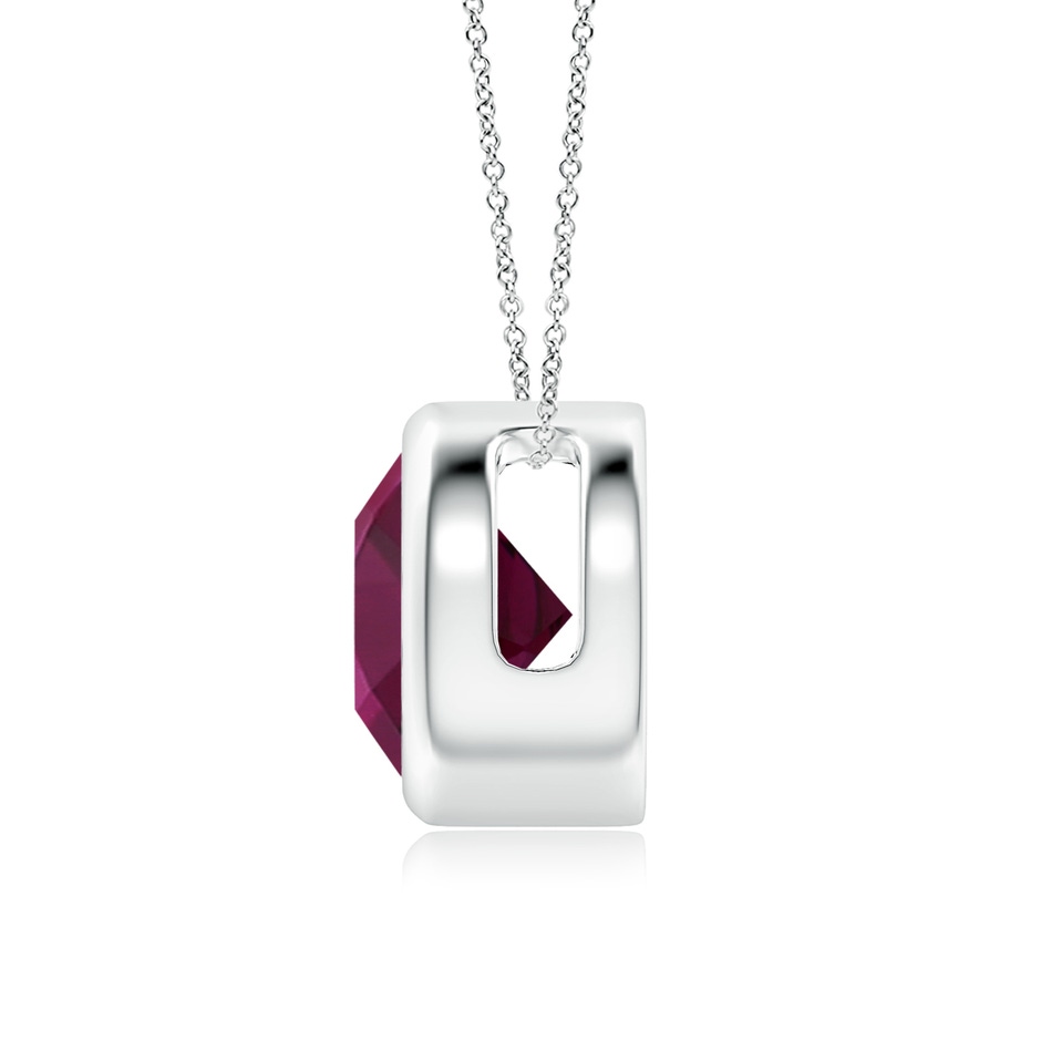 8mm AAA Bezel-Set Round Rhodolite Solitaire Pendant in White Gold side 199