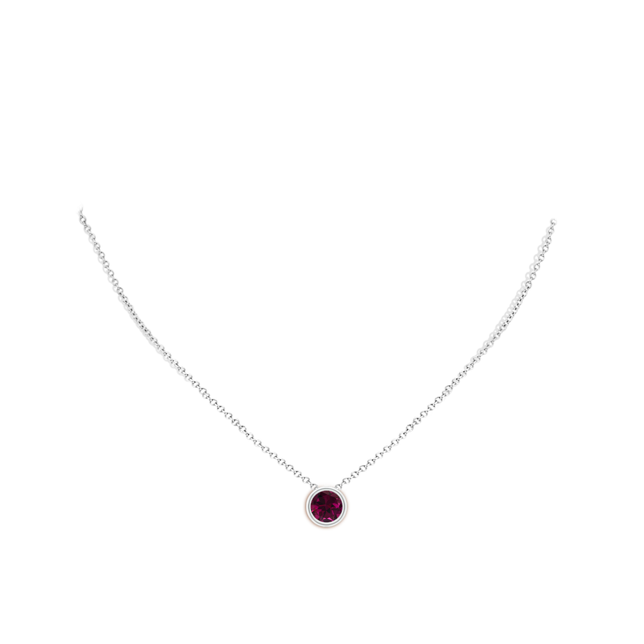 8mm AAA Bezel-Set Round Rhodolite Solitaire Pendant in White Gold pen