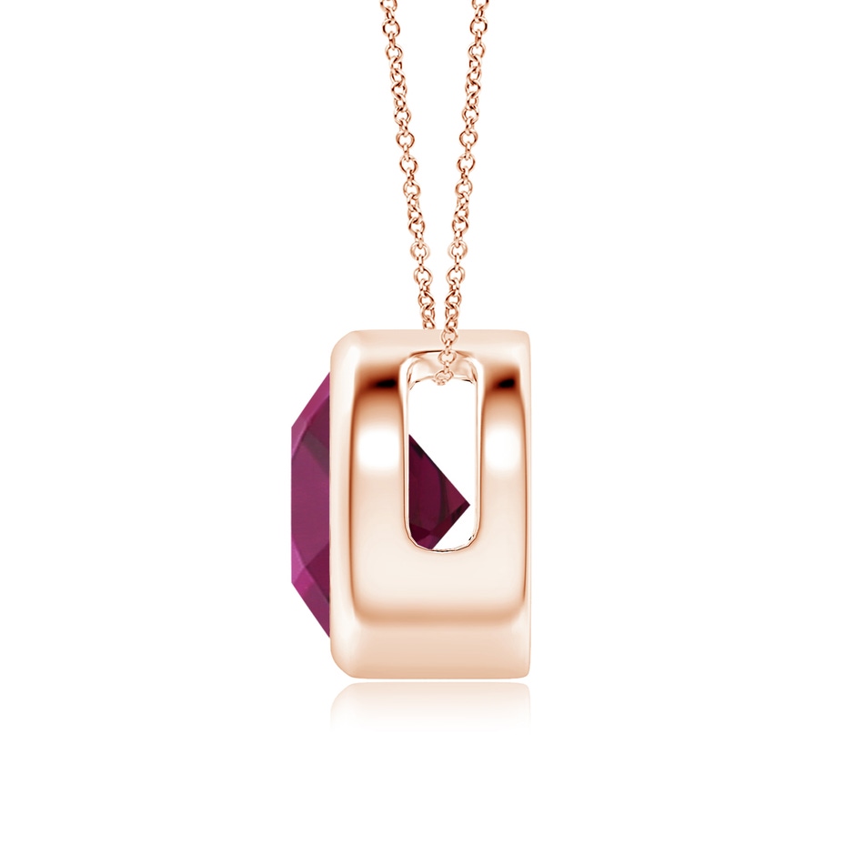 8mm AAAA Bezel-Set Round Rhodolite Solitaire Pendant in Rose Gold side 199