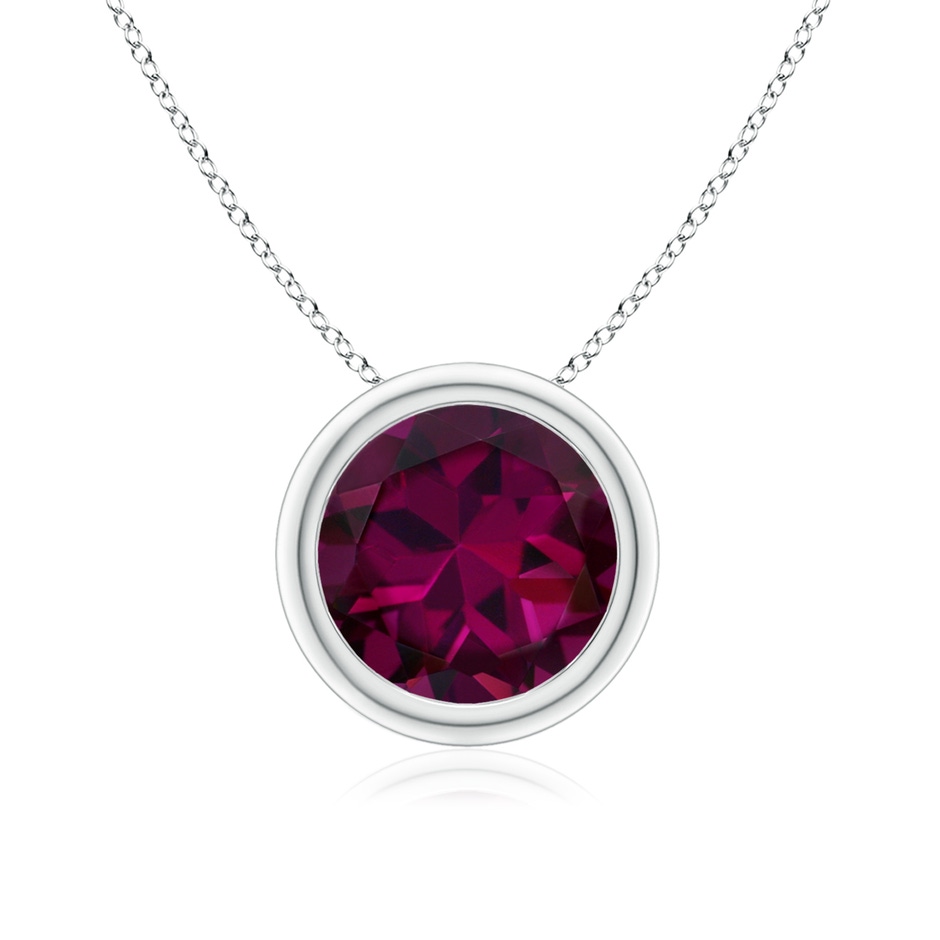 8mm AAAA Bezel-Set Round Rhodolite Solitaire Pendant in White Gold 