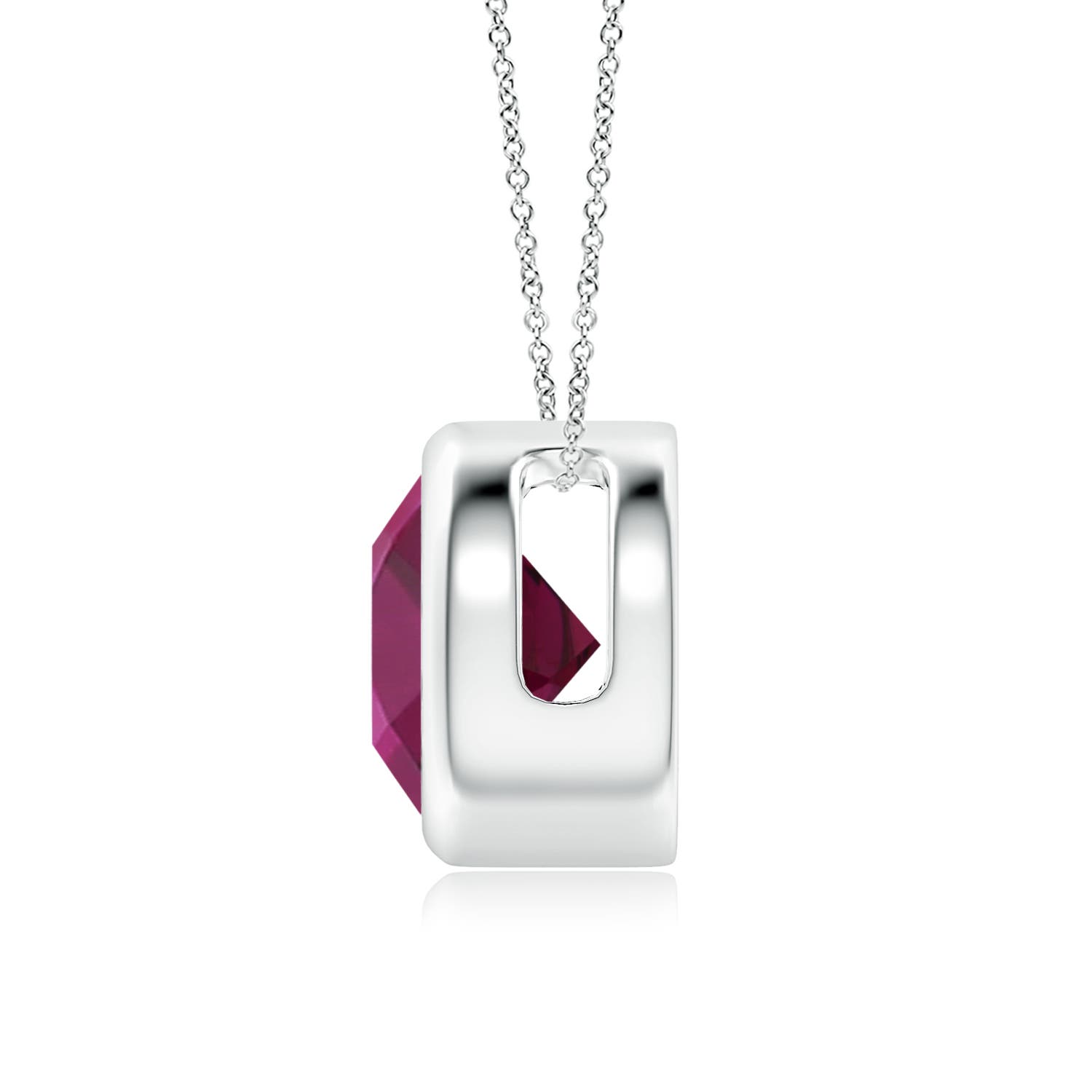 8mm AAAA Bezel-Set Round Rhodolite Solitaire Pendant in White Gold