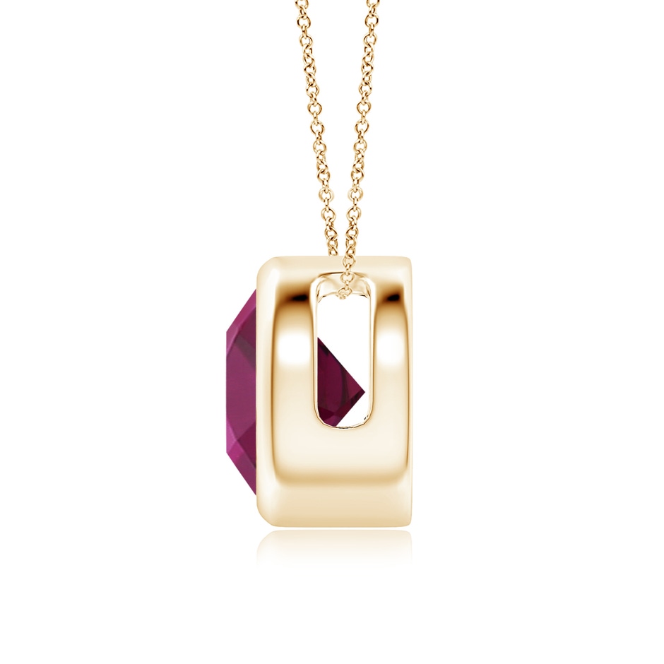 8mm AAAA Bezel-Set Round Rhodolite Solitaire Pendant in Yellow Gold side 199