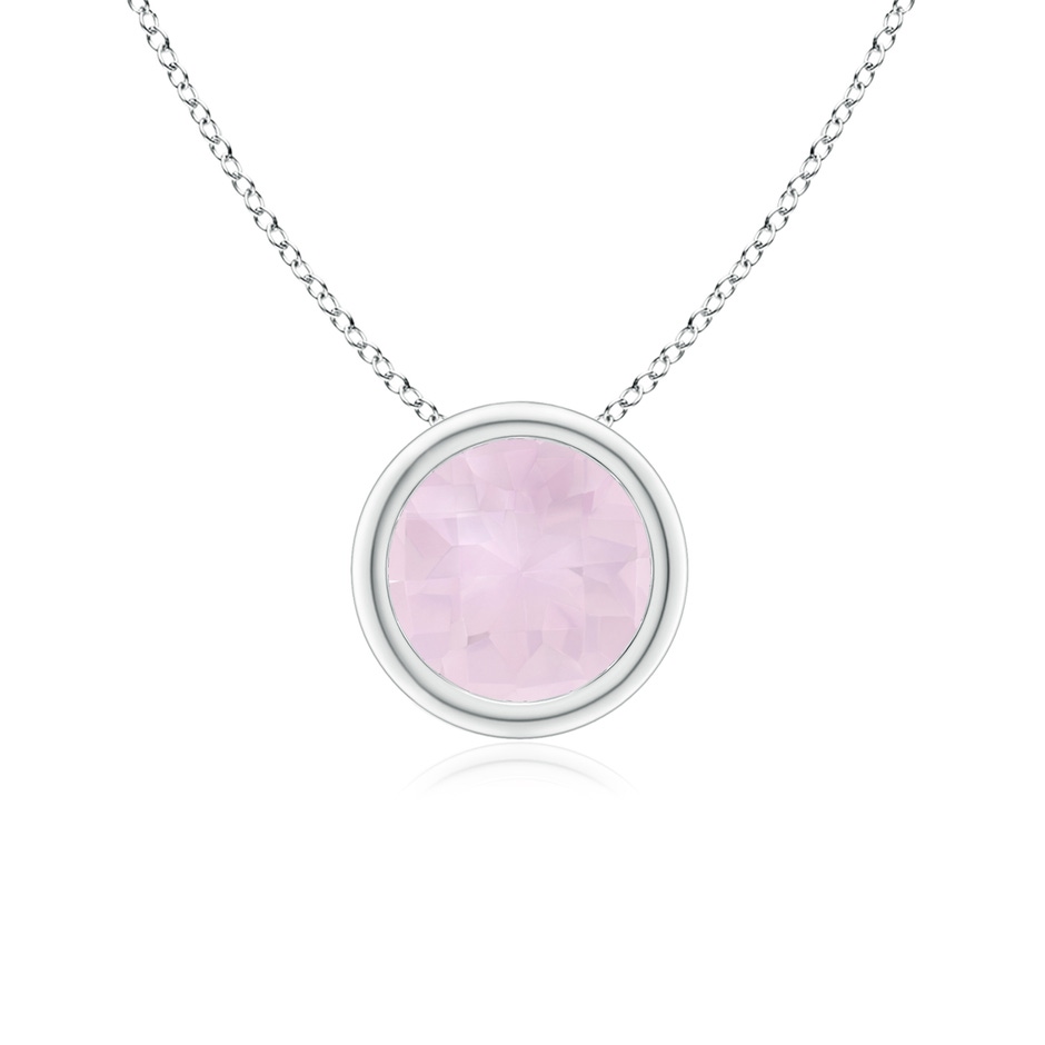 6mm A Bezel-Set Round Rose Quartz Solitaire Pendant in P950 Platinum 