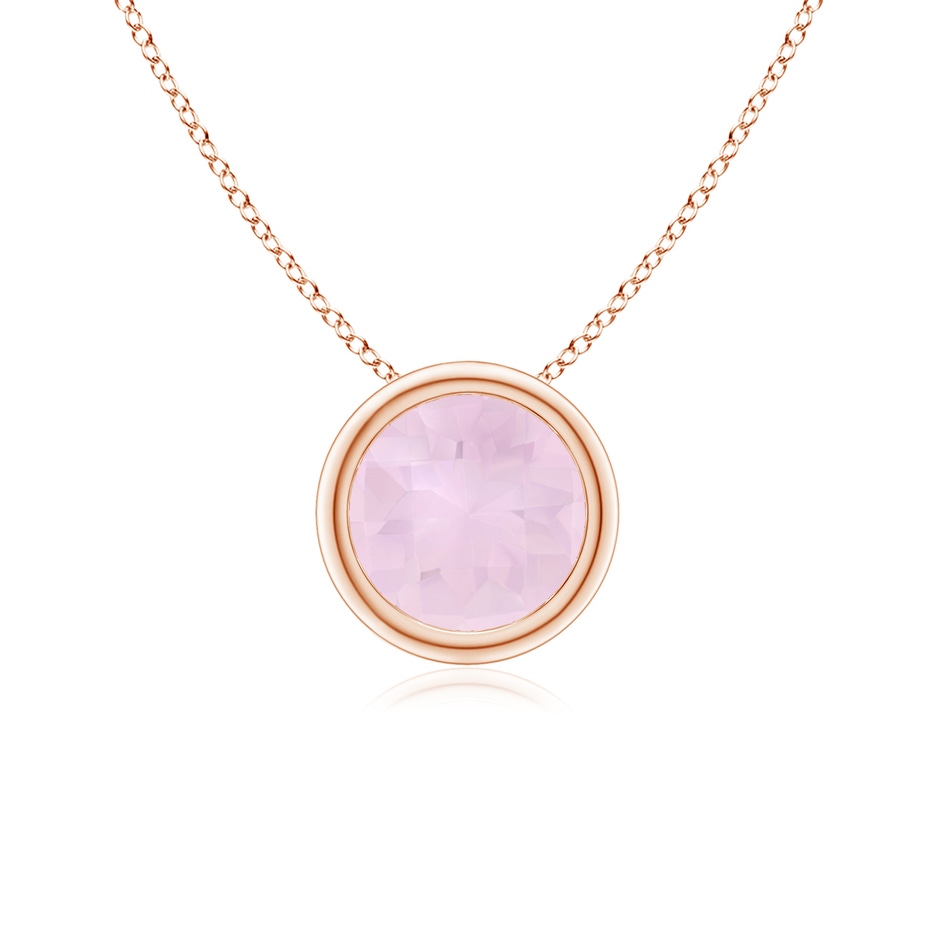 6mm AA Bezel-Set Round Rose Quartz Solitaire Pendant in Rose Gold 