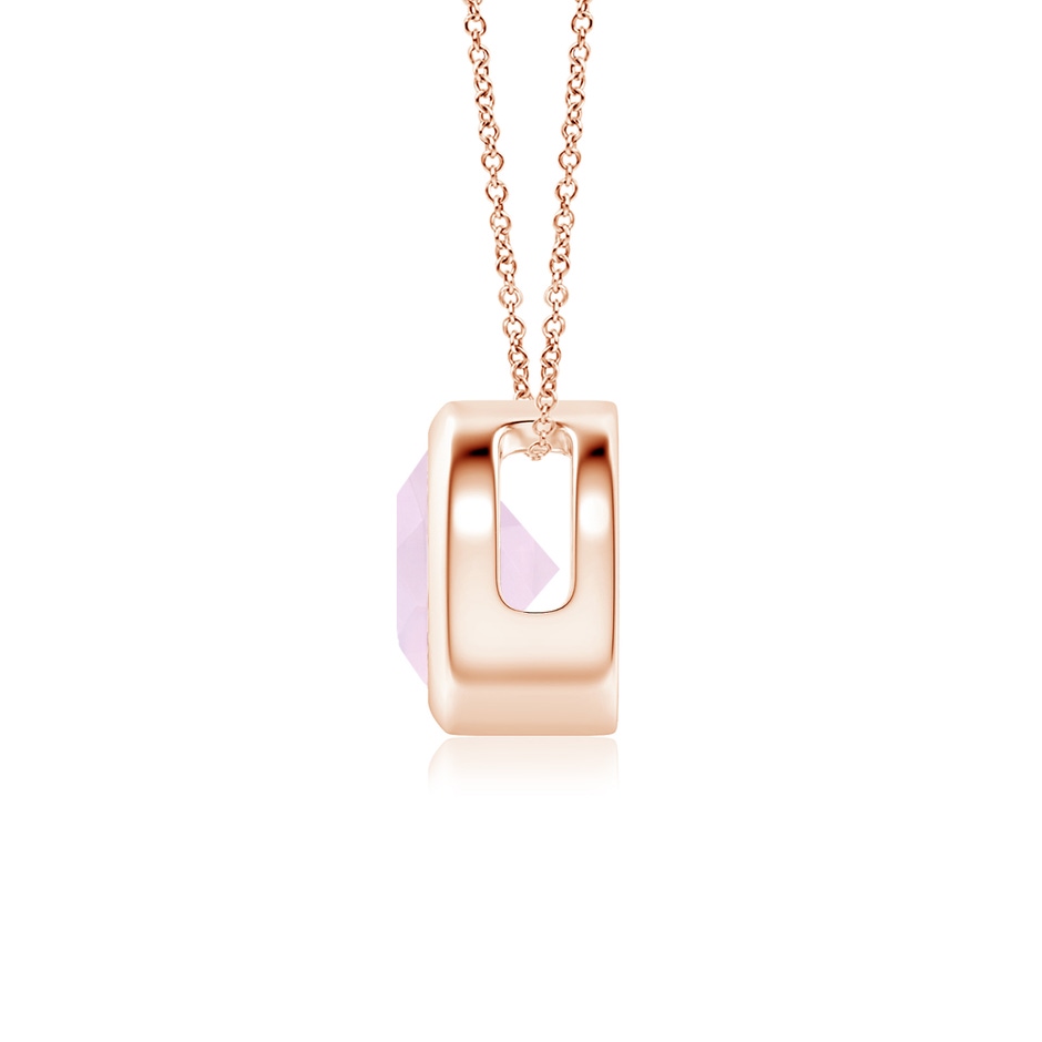 6mm AA Bezel-Set Round Rose Quartz Solitaire Pendant in Rose Gold side 199