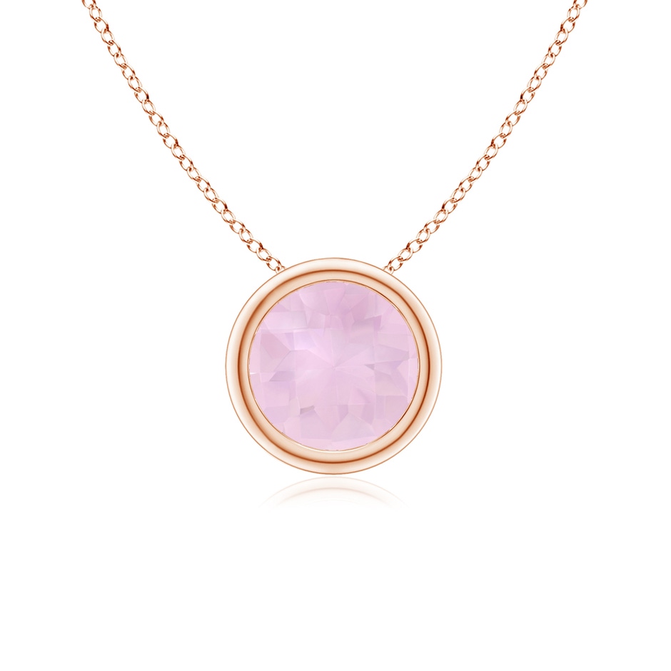 6mm AAA Bezel-Set Round Rose Quartz Solitaire Pendant in Rose Gold 