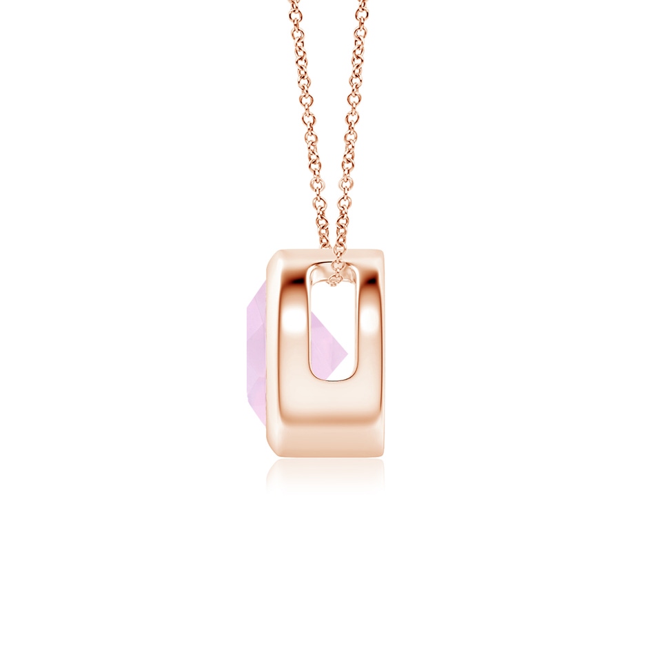 6mm AAA Bezel-Set Round Rose Quartz Solitaire Pendant in Rose Gold side 199