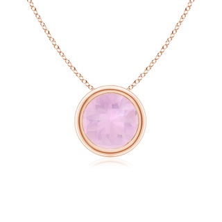 6mm AAAA Bezel-Set Round Rose Quartz Solitaire Pendant in 18K Rose Gold