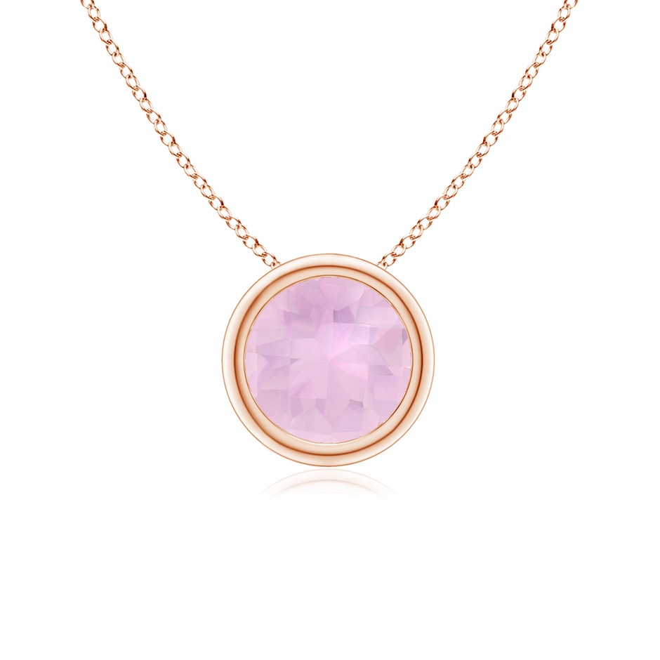 6mm AAAA Bezel-Set Round Rose Quartz Solitaire Pendant in 18K Rose Gold 