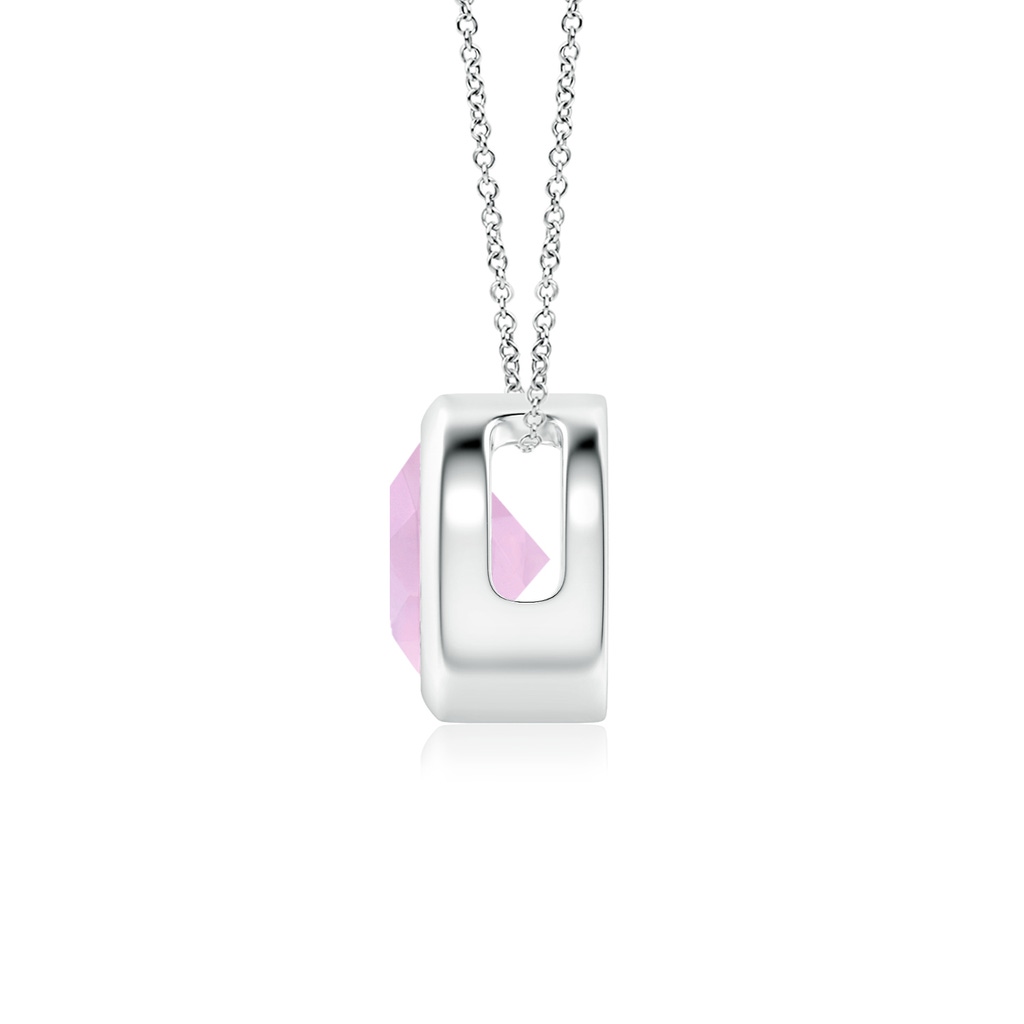6mm AAAA Bezel-Set Round Rose Quartz Solitaire Pendant in 18K White Gold - side 199