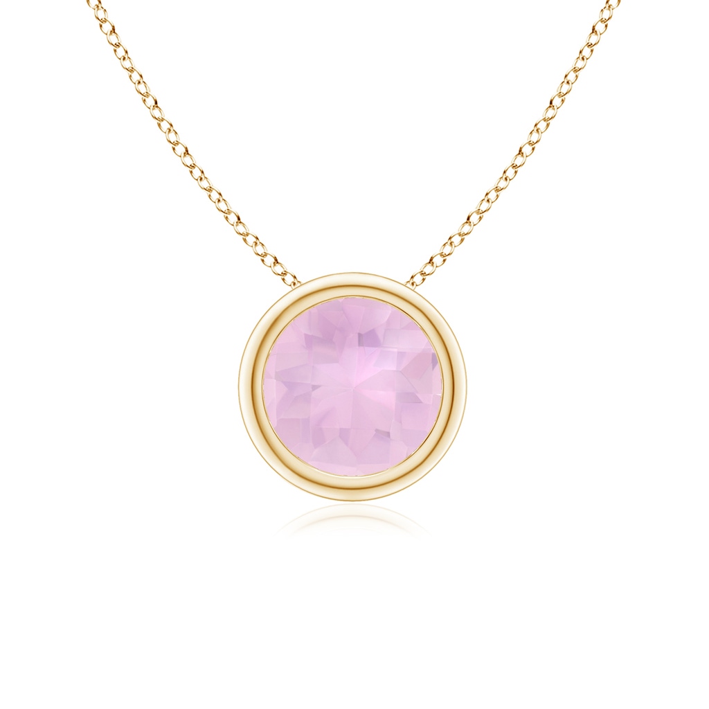 6mm AAAA Bezel-Set Round Rose Quartz Solitaire Pendant in 18K Yellow Gold