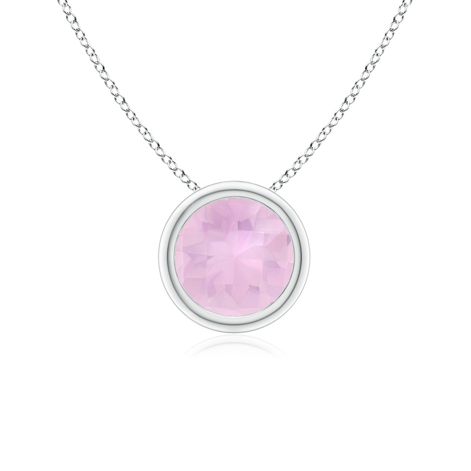 6mm AAAA Bezel-Set Round Rose Quartz Solitaire Pendant in P950 Platinum 