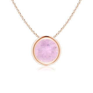 6mm AAAA Bezel-Set Round Rose Quartz Solitaire Pendant in Rose Gold