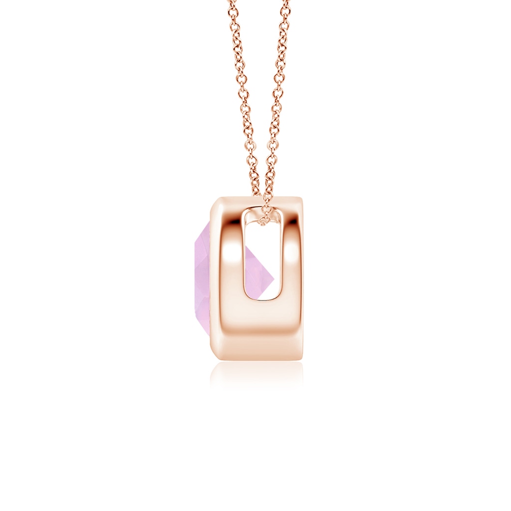 6mm AAAA Bezel-Set Round Rose Quartz Solitaire Pendant in Rose Gold - side 199
