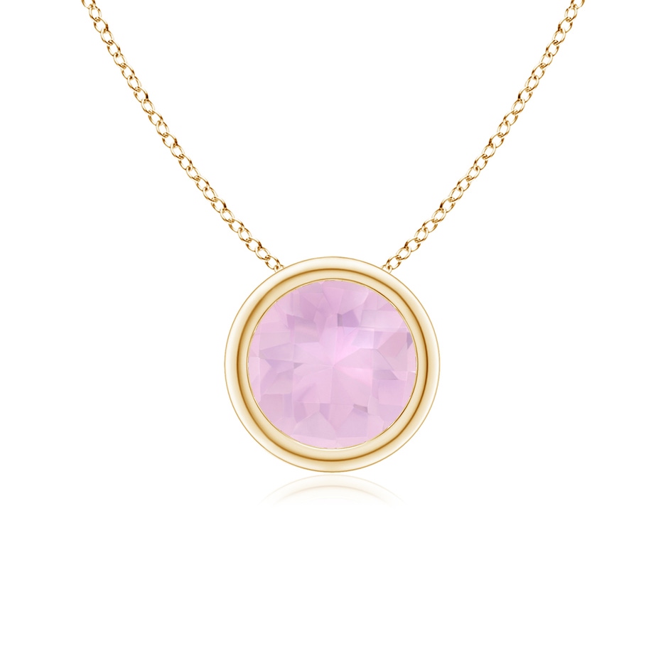6mm AAAA Bezel-Set Round Rose Quartz Solitaire Pendant in Yellow Gold 